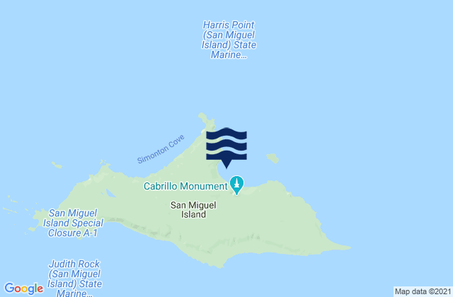 Mapa de mareas San Miguel Island, United States