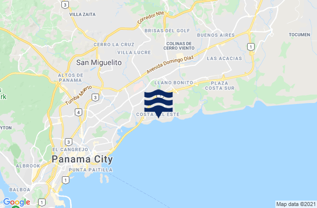 Mapa de mareas San Miguelito, Panama