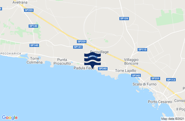 Mapa de mareas San Pancrazio Salentino, Italy