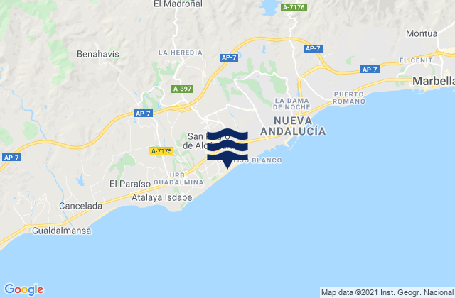 Mapa de mareas San Pedro de Alcántara, Spain