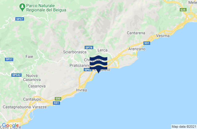 Mapa de mareas San Pietro d'Olba, Italy