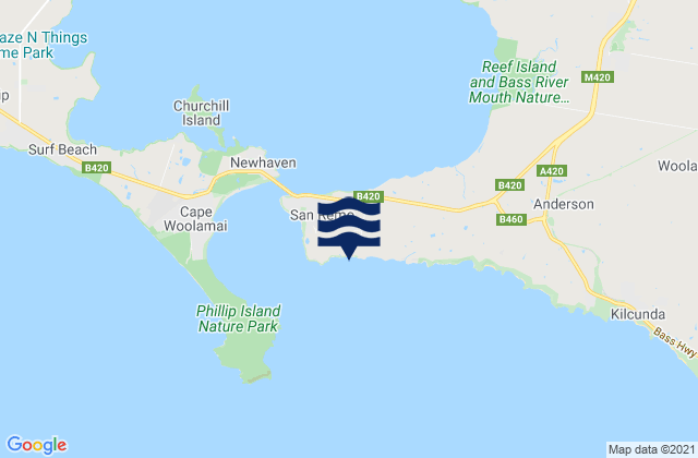 Mapa de mareas San Remo, Australia