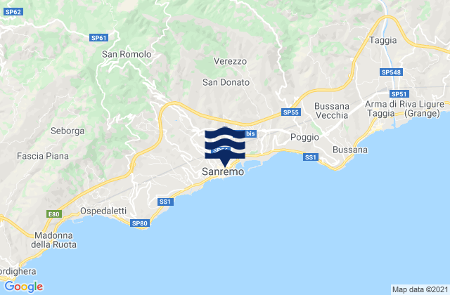Mapa de mareas San Remo, Italy