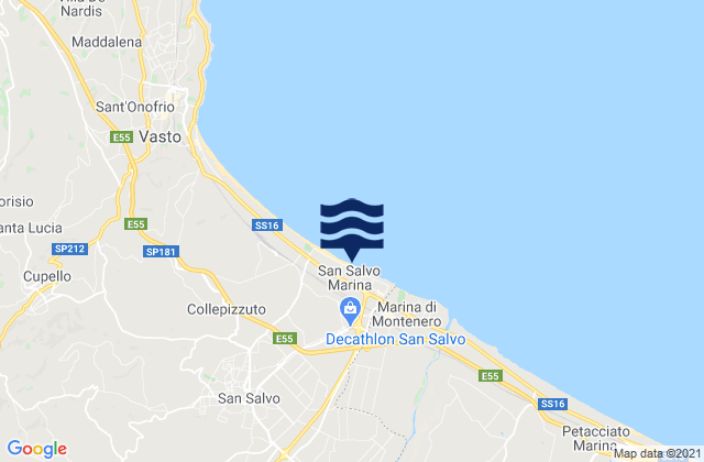 Mapa de mareas San Salvo Marina, Italy