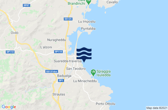 Mapa de mareas San Teodoro, Italy