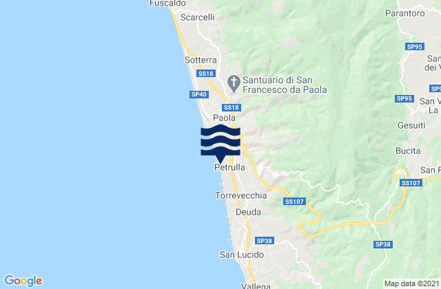 Mapa de mareas San Vincenzo la Costa, Italy
