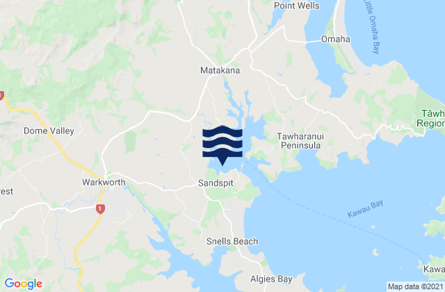 Mapa de mareas Sandspit (Makatana River), New Zealand