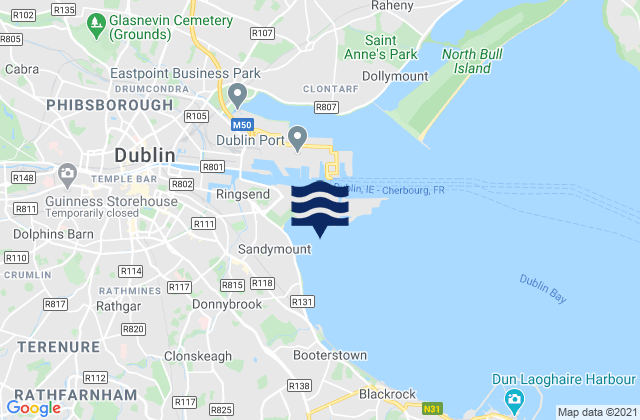 Mapa de mareas Sandymount Strand, Ireland