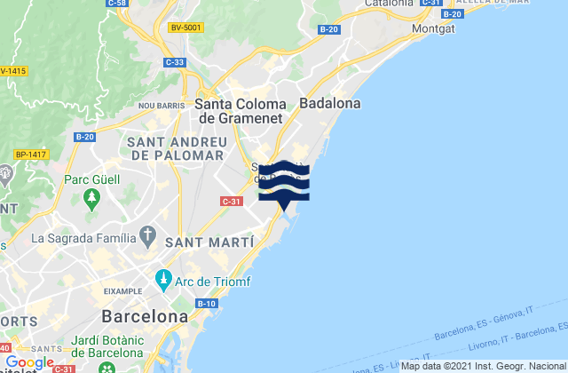 Mapa de mareas Sant Adrià de Besòs, Spain
