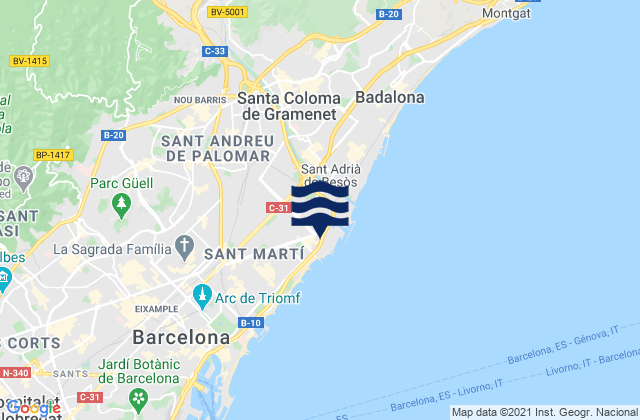Mapa de mareas Sant Andreu, Spain