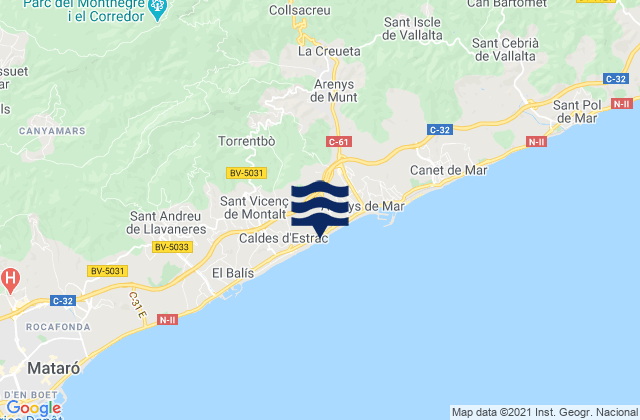 Mapa de mareas Sant Celoni, Spain