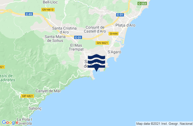 Mapa de mareas Sant Feliu de Guíxols, Spain
