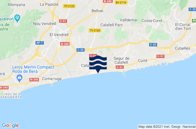 Mapa de mareas Sant Jaume dels Domenys, Spain