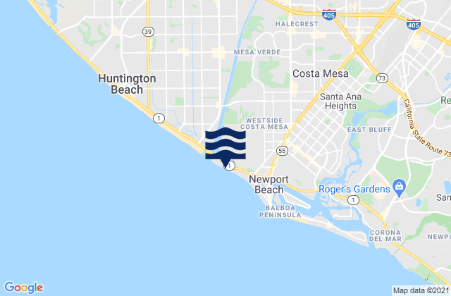 Mapa de mareas Santa Ana River County Beach, United States