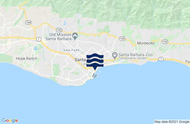 Mapa de mareas Santa Barbara, United States