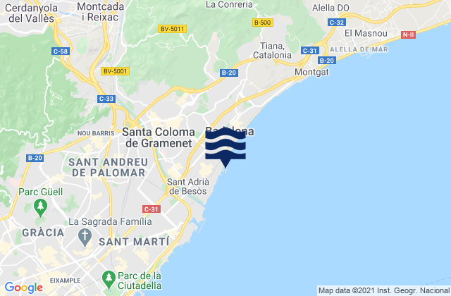 Mapa de mareas Santa Coloma de Gramenet, Spain