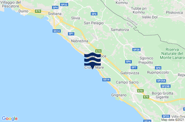 Mapa de mareas Santa Croce, Italy