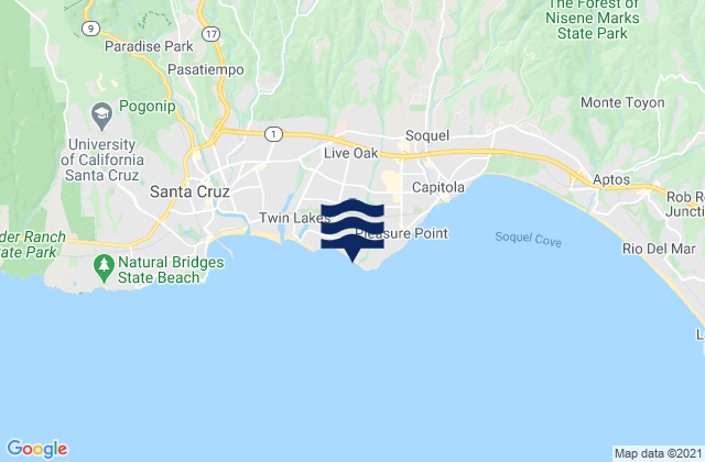Mapa de mareas Santa Cruz - 26th, United States