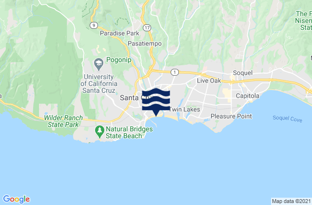 Mapa de mareas Santa Cruz Beach, United States