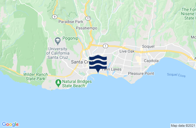 Mapa de mareas Santa Cruz County, United States