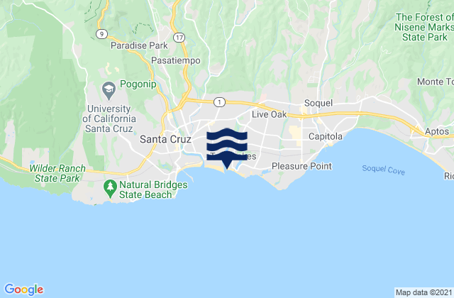 Mapa de mareas Santa Cruz Harbour, United States