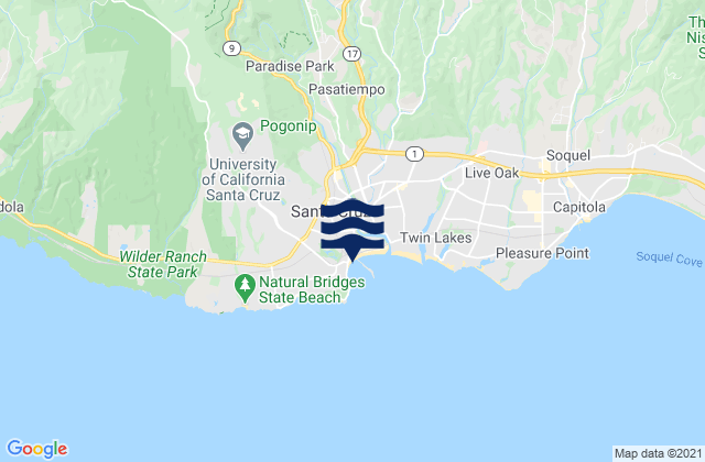Mapa de mareas Santa Cruz, United States