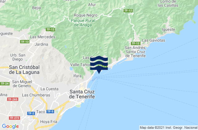 Mapa de mareas Santa Cruz Tenerife Island, Spain