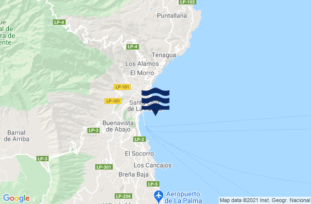 Mapa de mareas Santa Cruz de la Palma, Spain