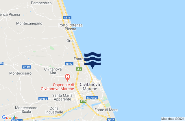 Mapa de mareas Santa Maria Apparente, Italy
