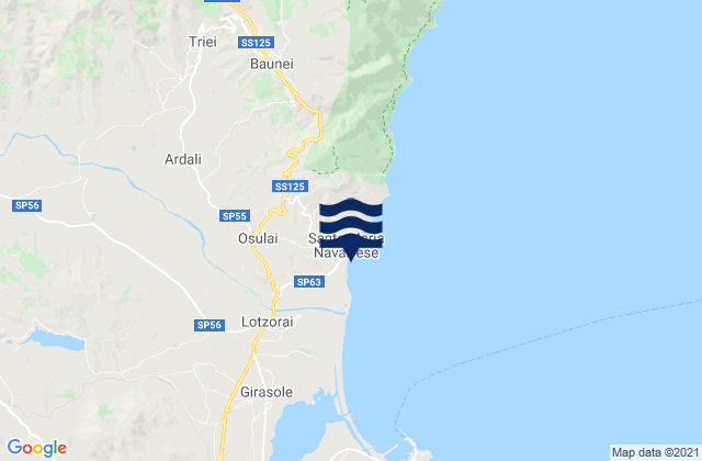 Mapa de mareas Santa Maria Navarrese, Italy