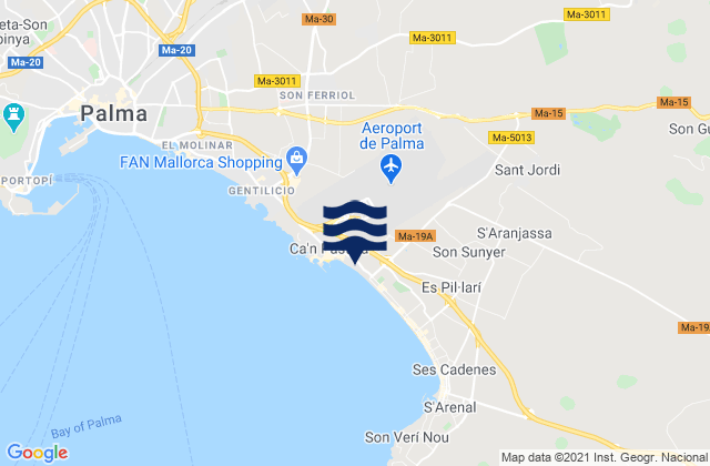 Mapa de mareas Santa Maria del Camí, Spain