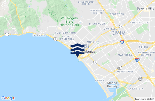 Mapa de mareas Santa Monica, United States
