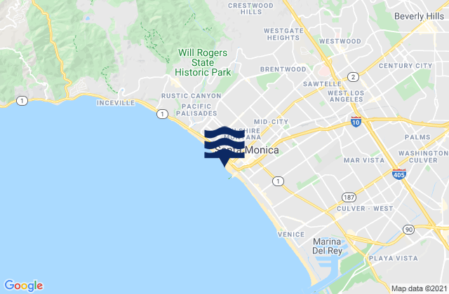 Mapa de mareas Santa Monica State Beach, United States