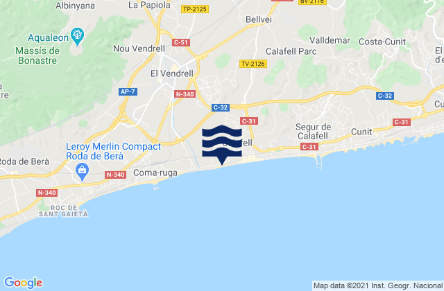 Mapa de mareas Santa Oliva, Spain