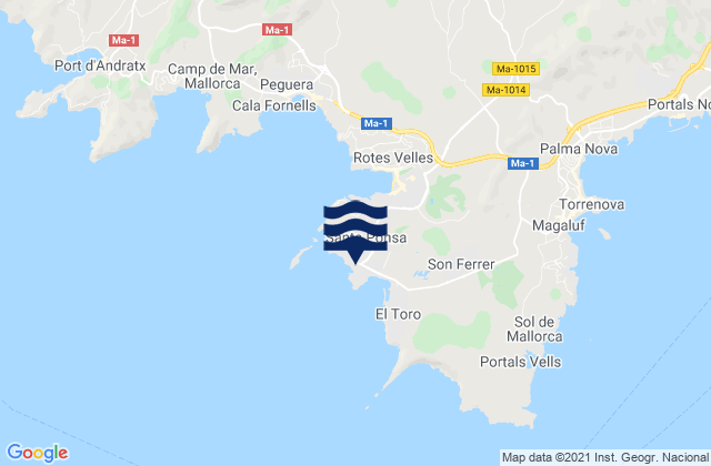 Mapa de mareas Santa Ponca, Spain