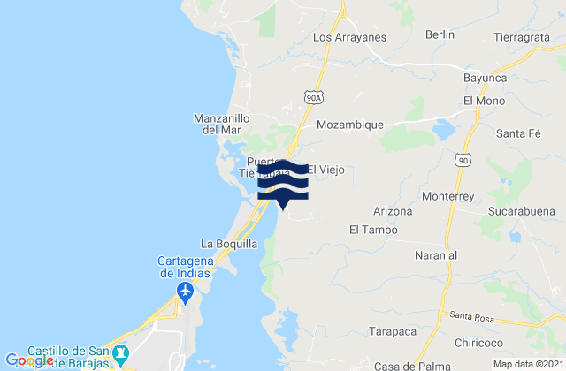 Mapa de mareas Santa Rosa, Colombia