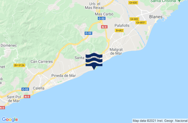 Mapa de mareas Santa Susanna, Spain