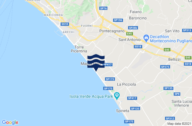 Mapa de mareas Santa Tecla-Castelpagano, Italy