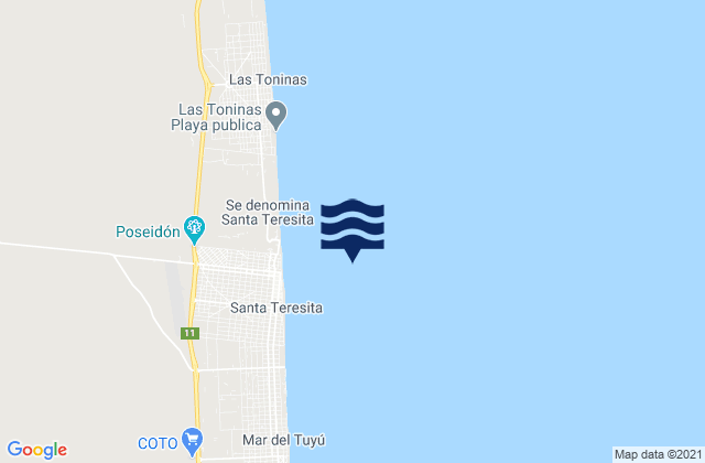 Mapa de mareas Santa Teresita, Argentina