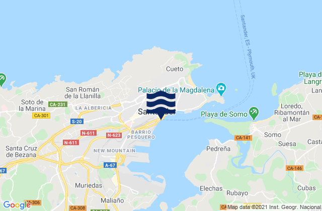 Mapa de mareas Santander Port, Spain