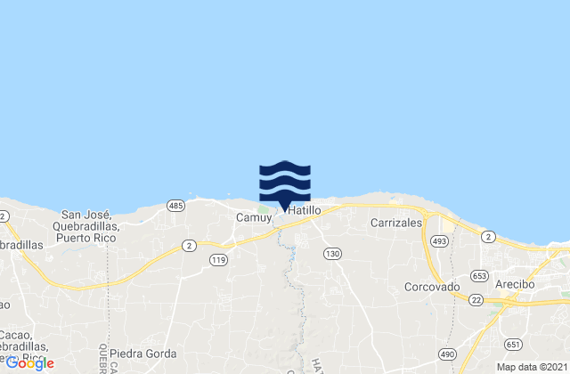 Mapa de mareas Santiago Barrio, Puerto Rico