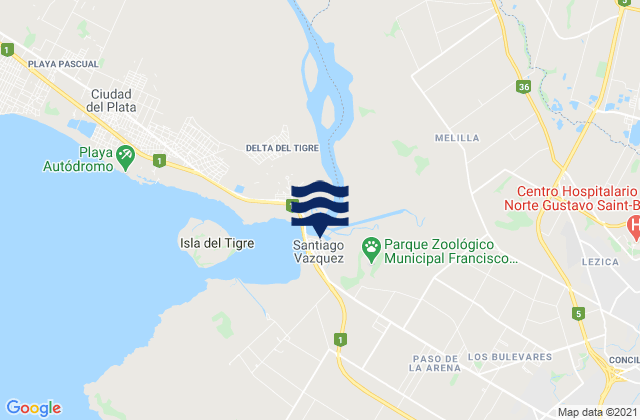 Mapa de mareas Santiago Vázquez, Uruguay
