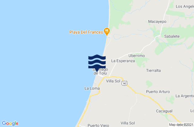 Mapa de mareas Santiago de Tolú, Colombia