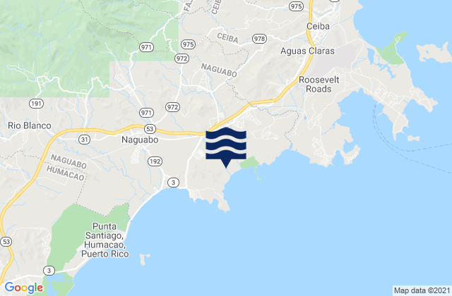 Mapa de mareas Santiago y Lima Barrio, Puerto Rico