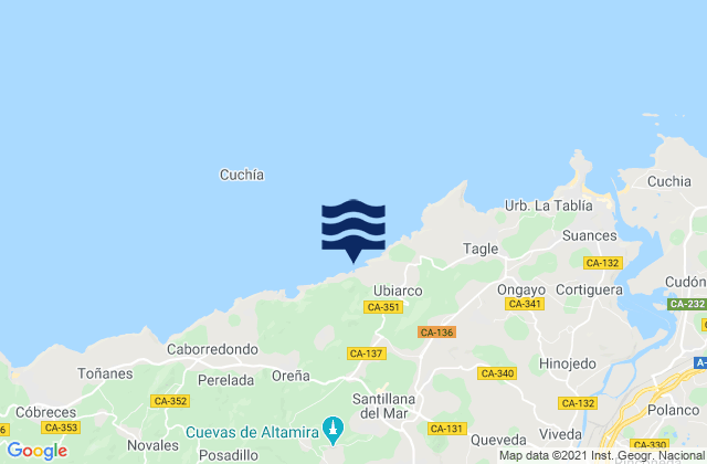 Mapa de mareas Santillana, Spain