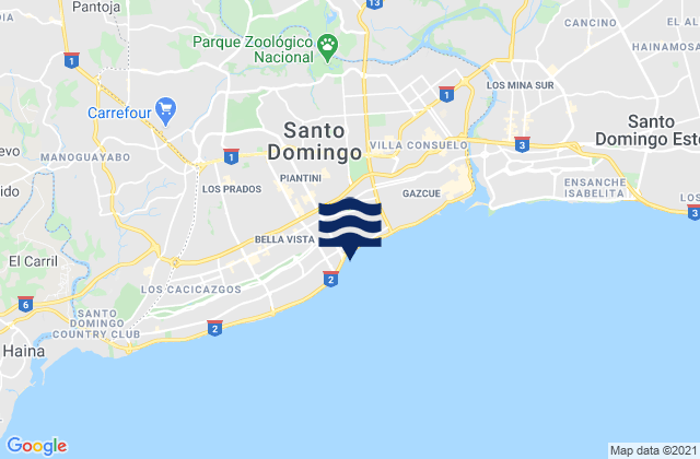 Mapa de mareas Santo Domingo De Guzmán, Dominican Republic