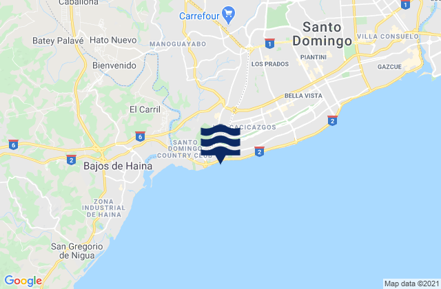 Mapa de mareas Santo Domingo Oeste, Dominican Republic