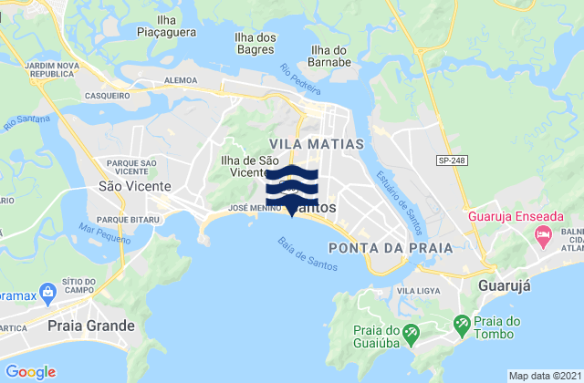 Mapa de mareas Santos, Brazil