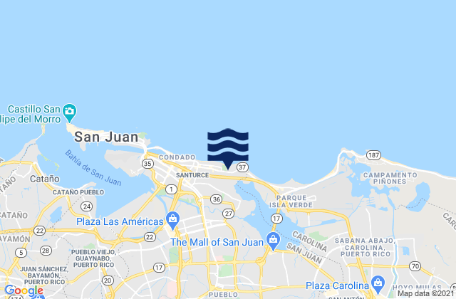 Mapa de mareas Santurce Barrio, Puerto Rico