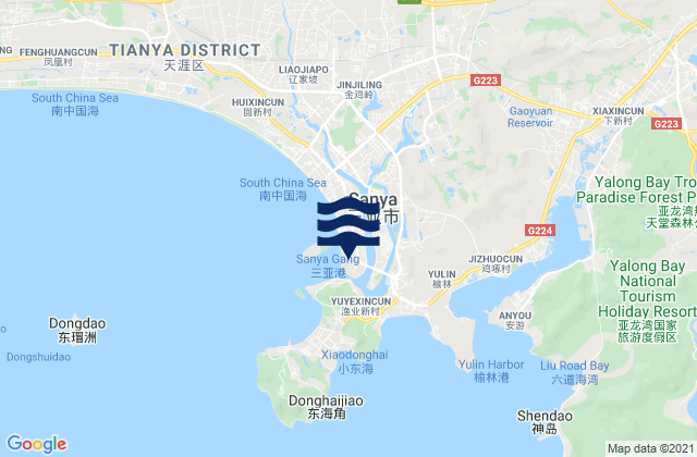 Mapa de mareas Sanya, China